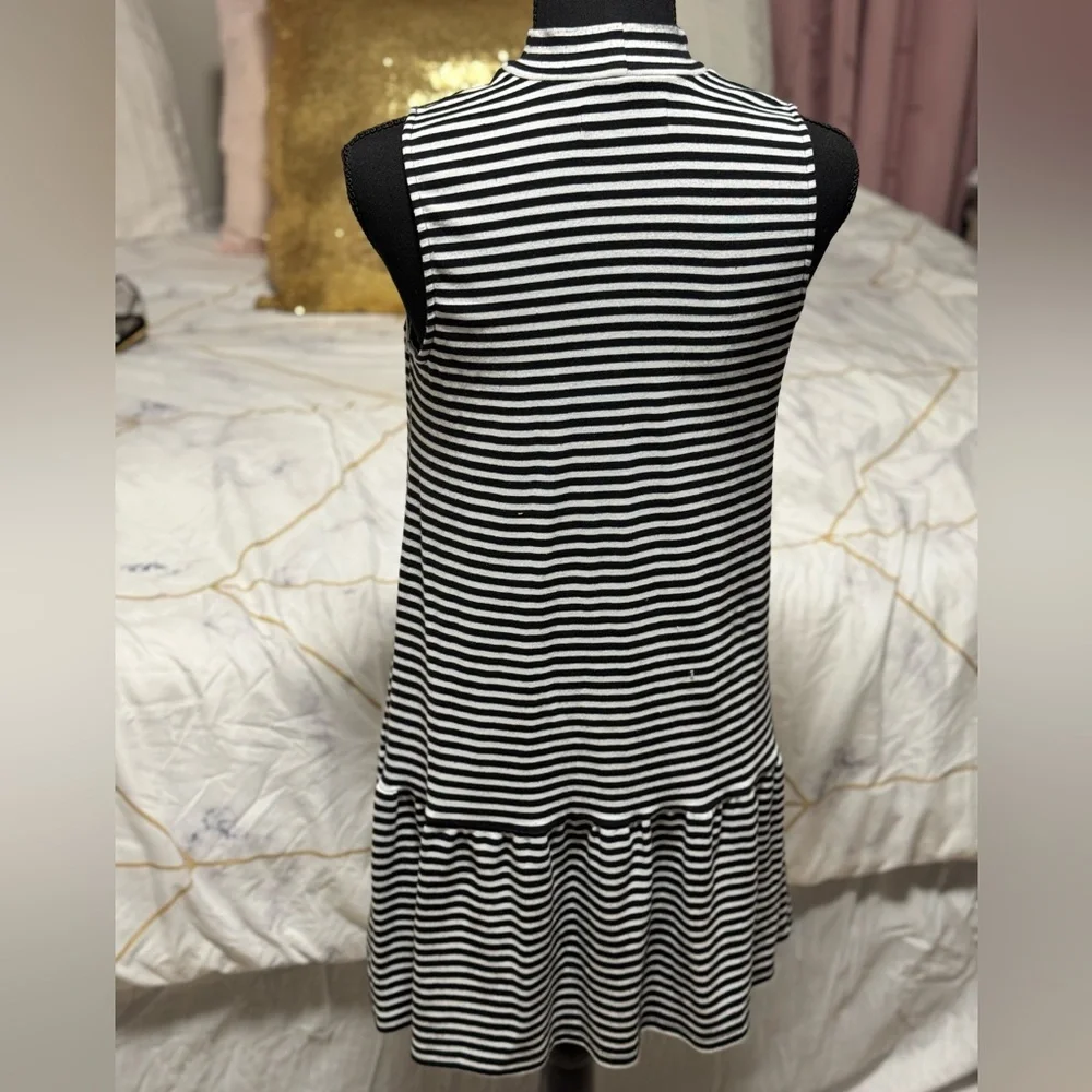 Abercrombie & Fitch Striped Mock Neck Dress Black White Sleeveless Small - Picture 3 of 4